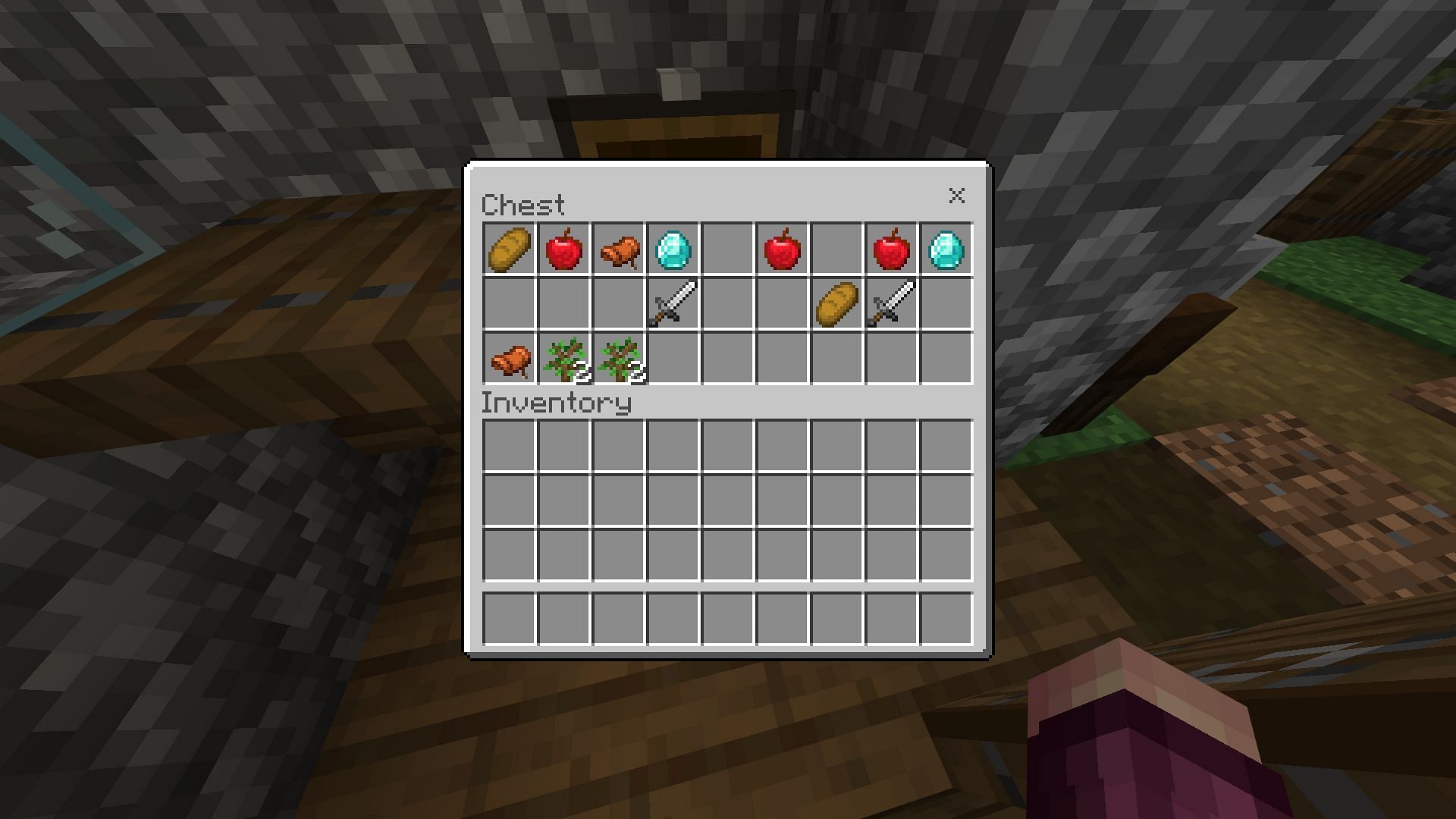 You can pick up a few quick diamonds thanks to the villages near this seed&#039;s spawn. (Image via Mojang)