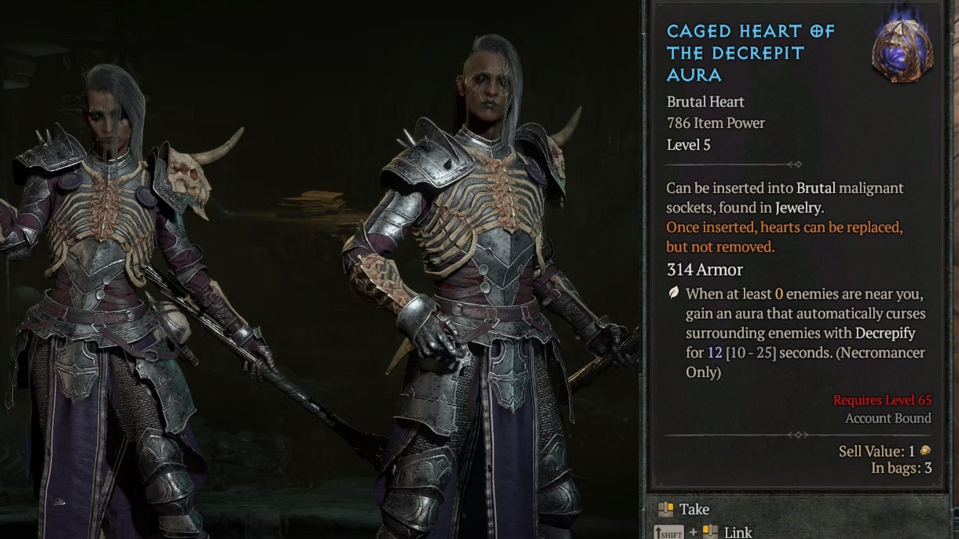 This heart is exclusive to the Necromancer class (Image via Diablo 4)