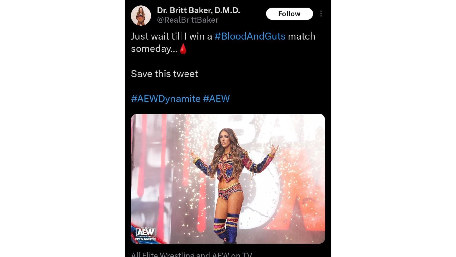 Britt Baker teasing about Blood &amp; Guts