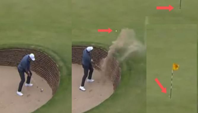 WATCH: Scottie Scheffler shows his class as he escapes the bunker with a world class shot