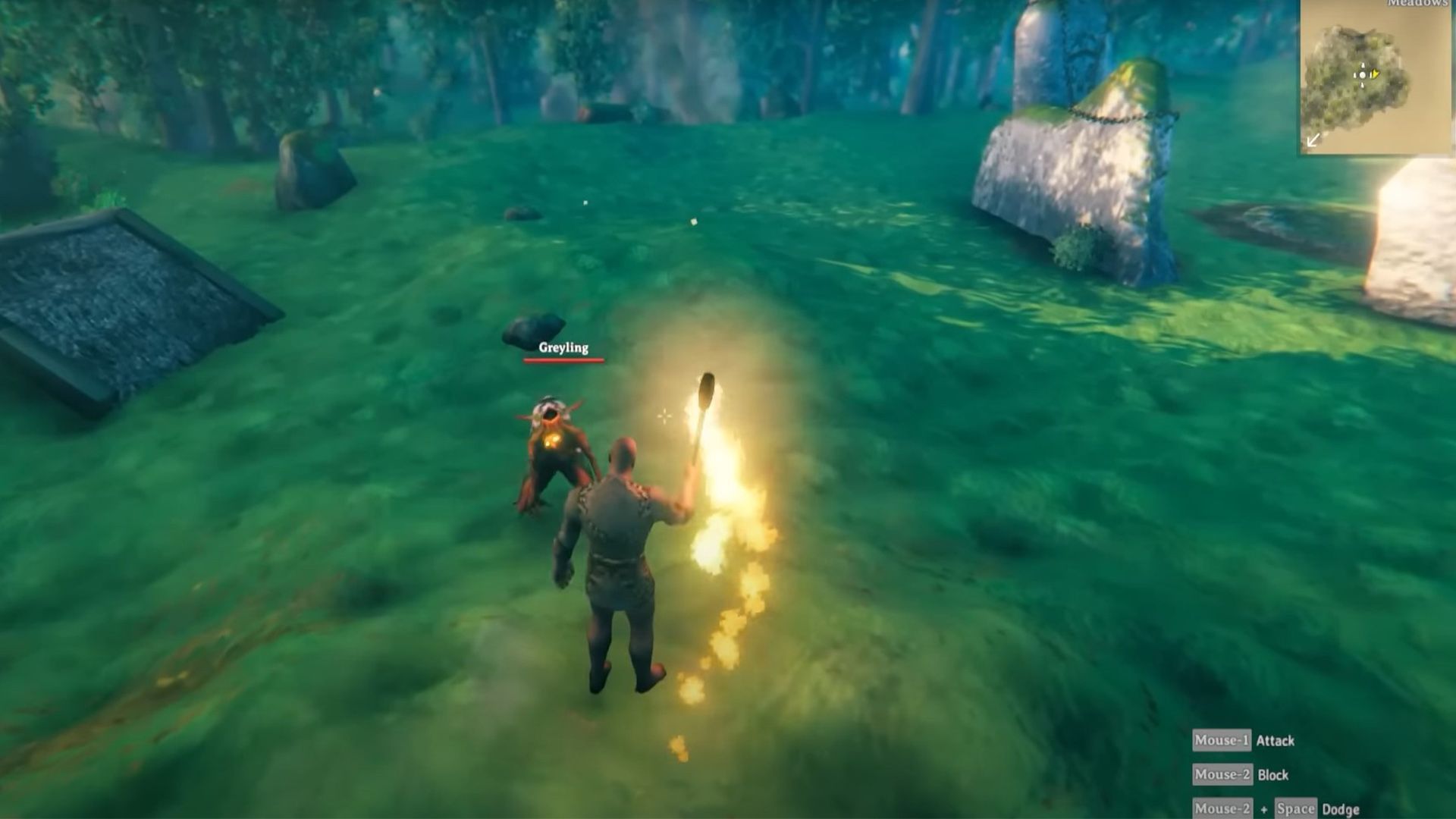 Using torch in Valheim (Image via Iron Gate studios)