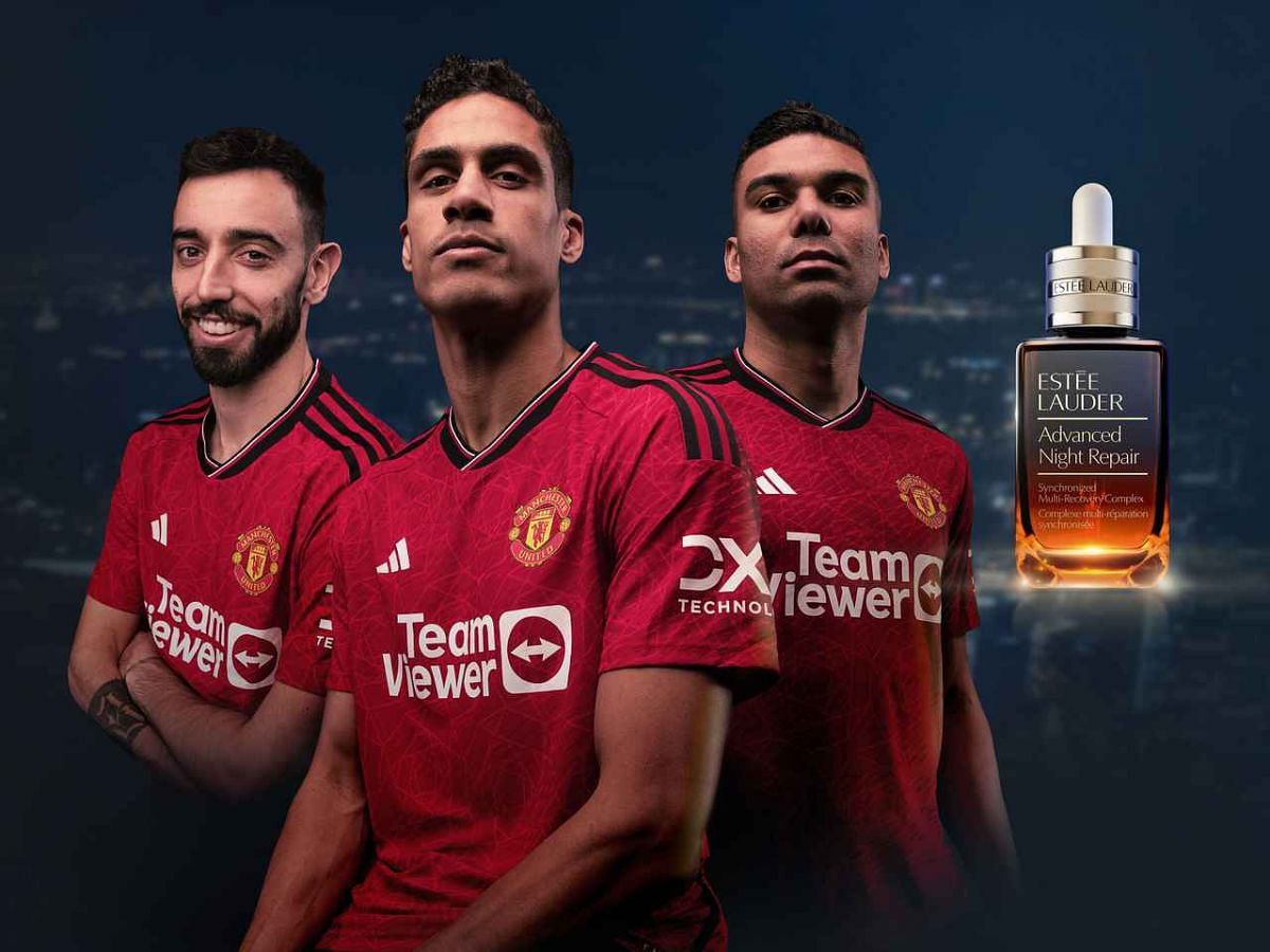 Est&eacute;e Lauder x Manchester United collaboration (Image via manutd.com)