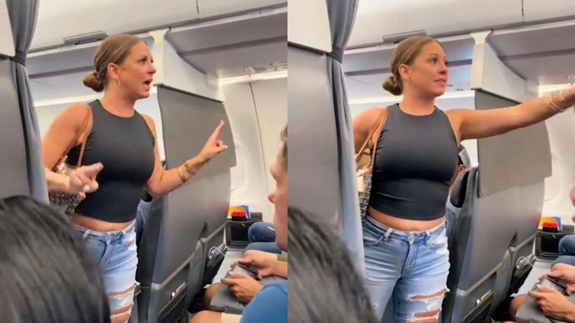 Social media users try to find names of the woman who created a ruckus in the American Airlines flight. (Image via news.com.au/ YouTube)