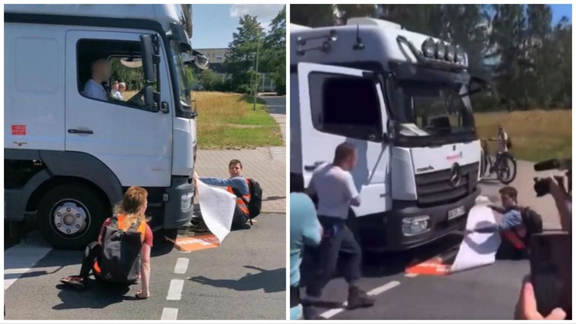 German truck driver garners support after running over climate activist in viral video