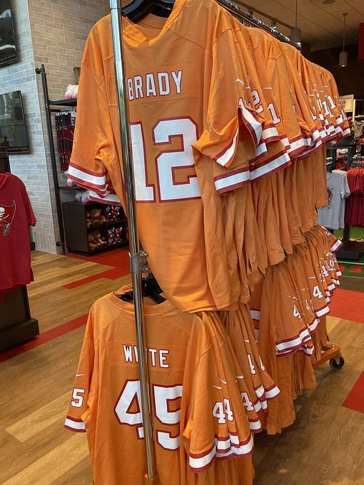 Greg Auman on X: Here's a closeup of Mike Evans throwback jersey in Bucs'  team store — this retails for $150.  / X