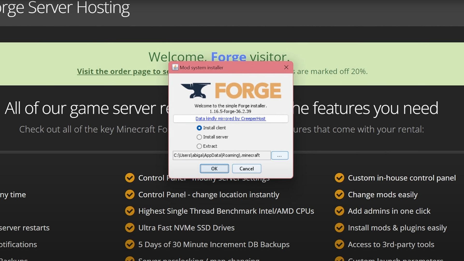 Install Forge in your system (Image via Abigail Pinehaven)