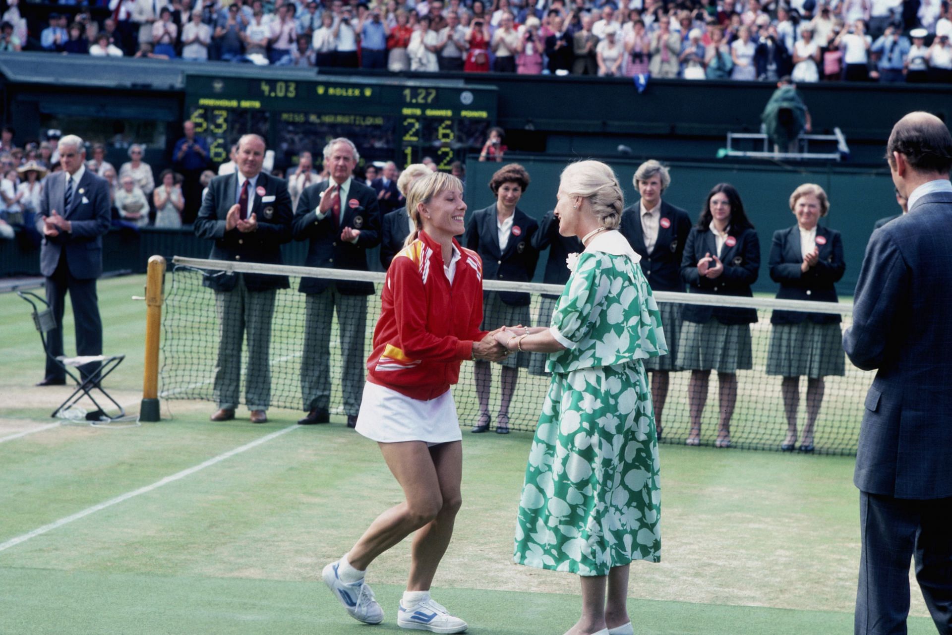 Martina Navratilova received the Venus Rosewater Dish after winning the Wimbledon Lawn Tennis Championships in 1982.