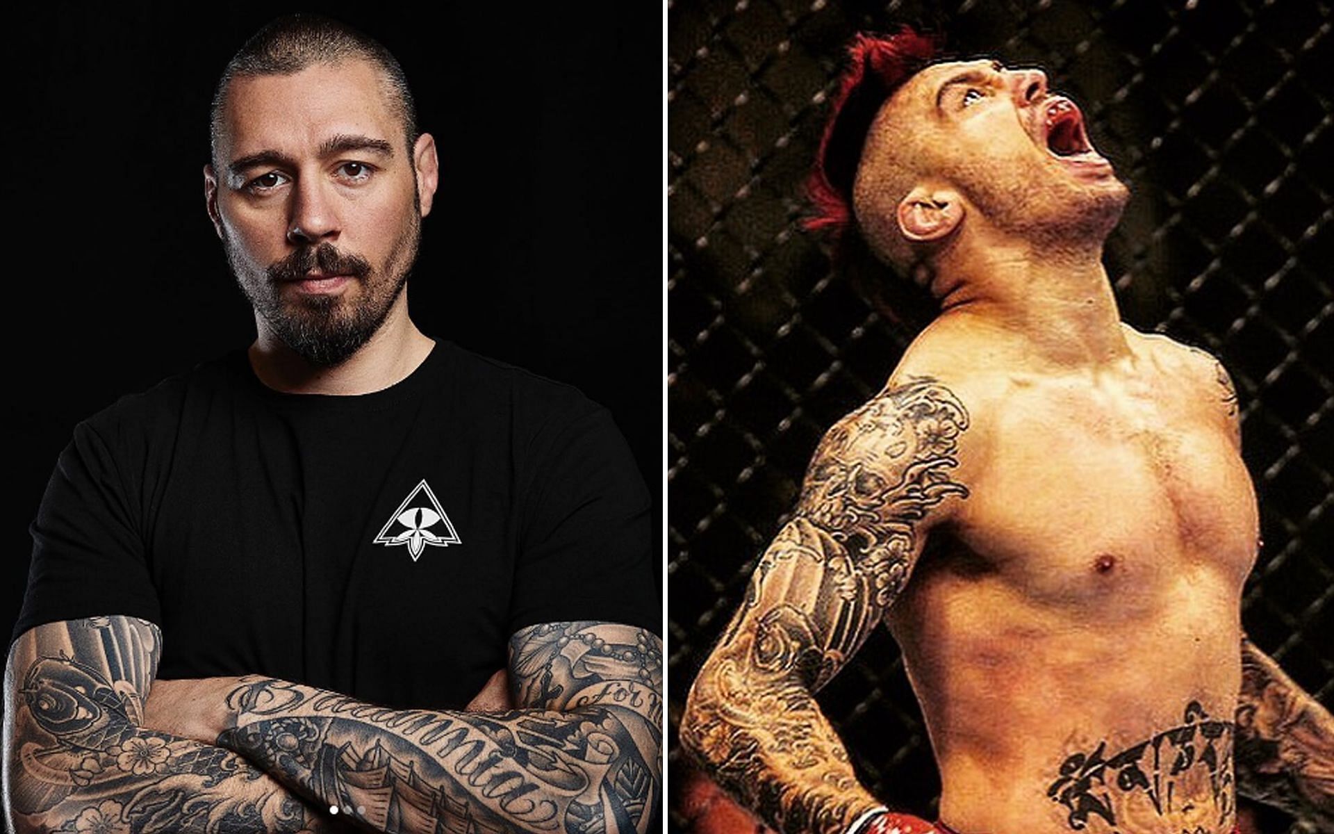 Dan Hardy now [L] and Dan Hardy during his competitive days [R] [Images via @danhardymma Instagram]