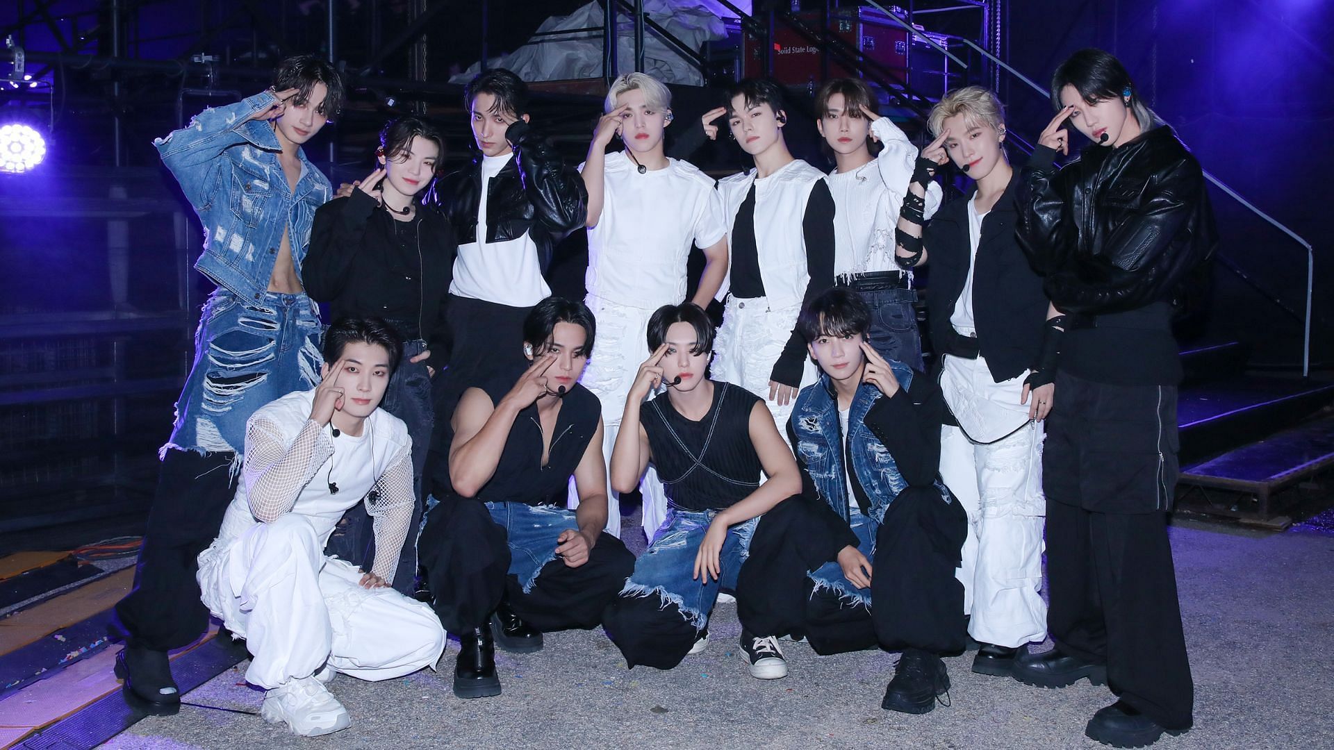 SEVENTEEN perfroms at a staff member