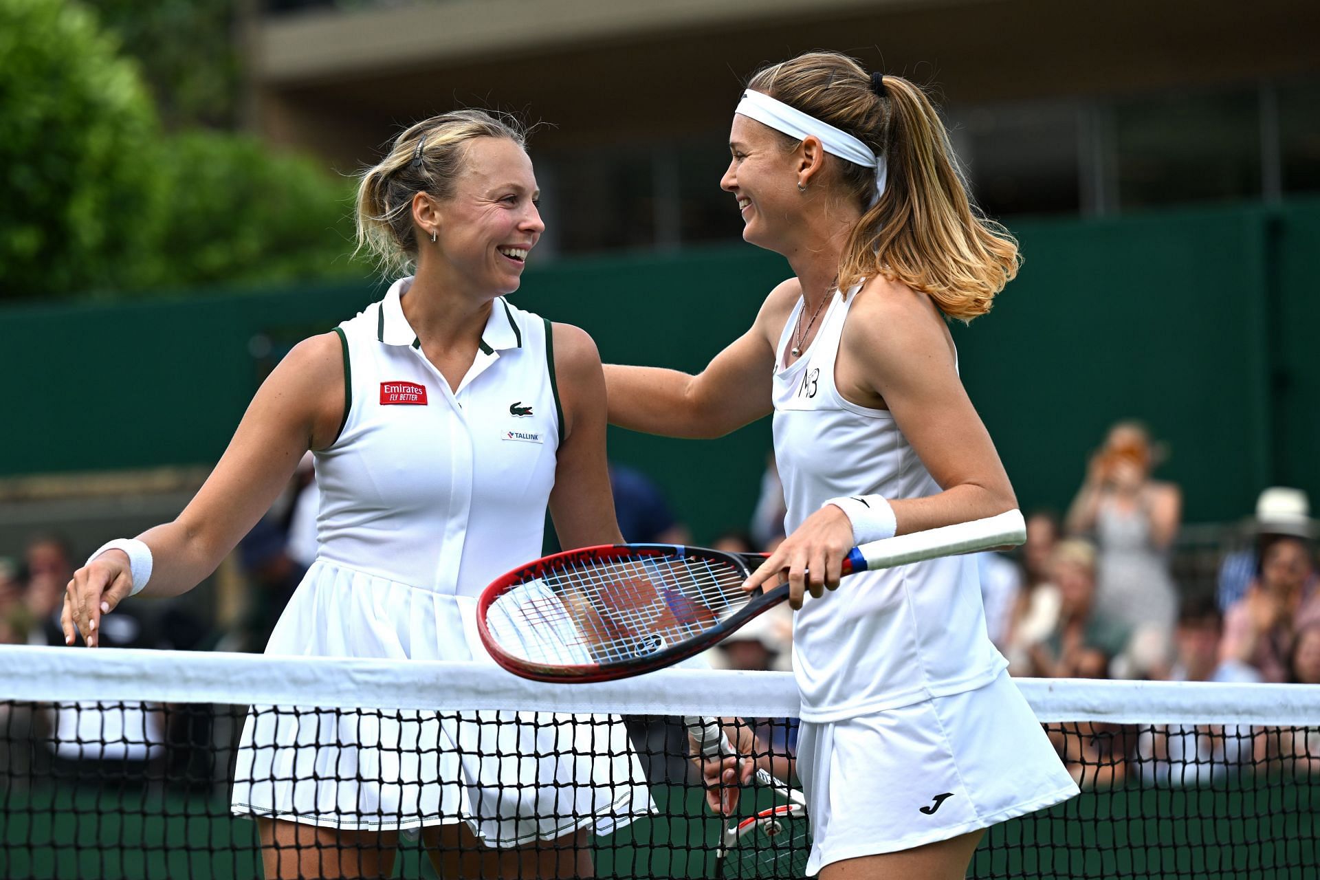 Anett Kontaveit (L) and Marie Bouzkova at the 2023 Wimbledon Championships.