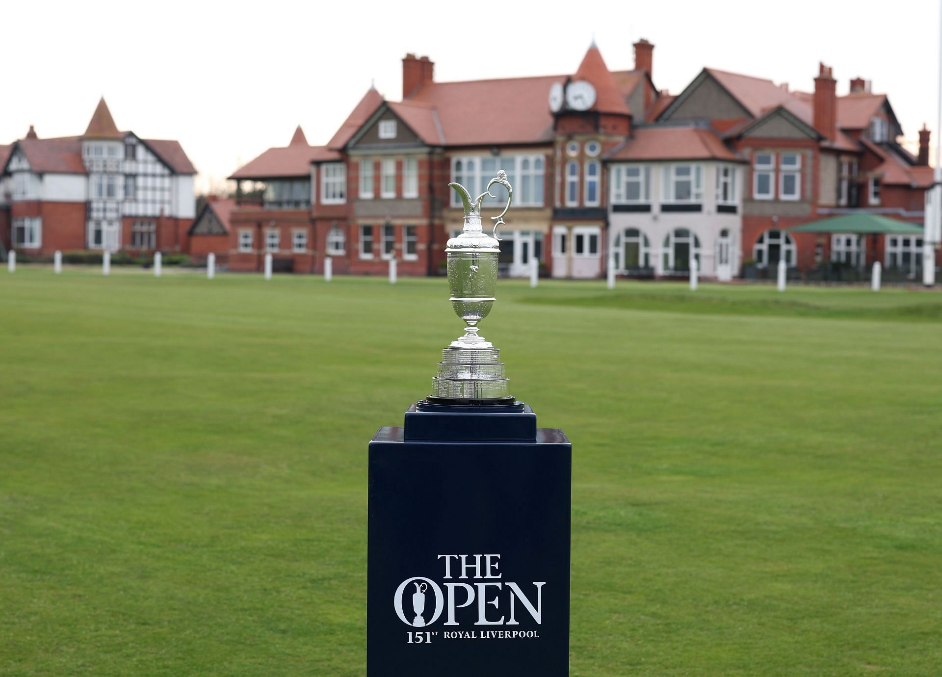 A view of the Claret Jug at Royal Liverpool Golf Club for The 151st Open Championship (via Getty Images)