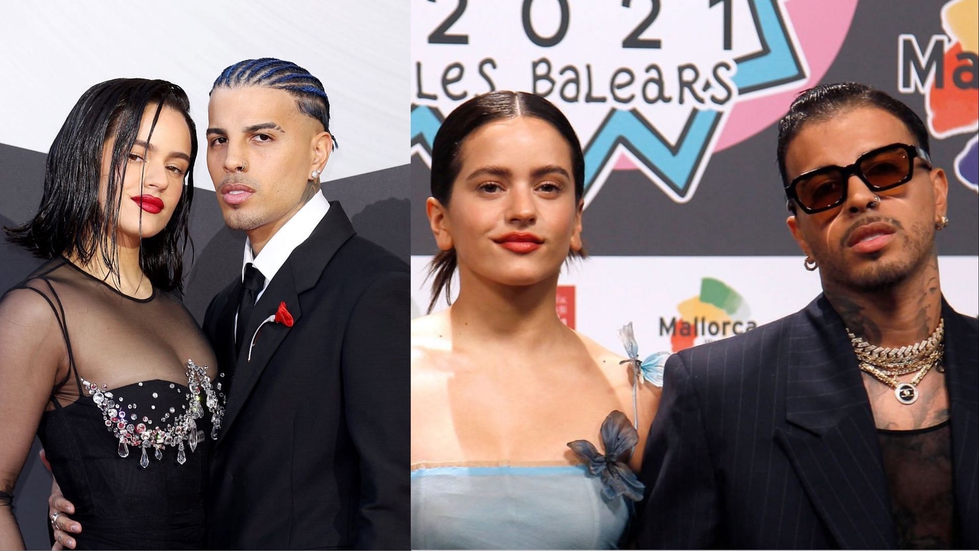 Rosal&iacute;a and Rauw Alejandro had been together for three years before the news of their break up came out in July, 2023. (Images via Getty Images)