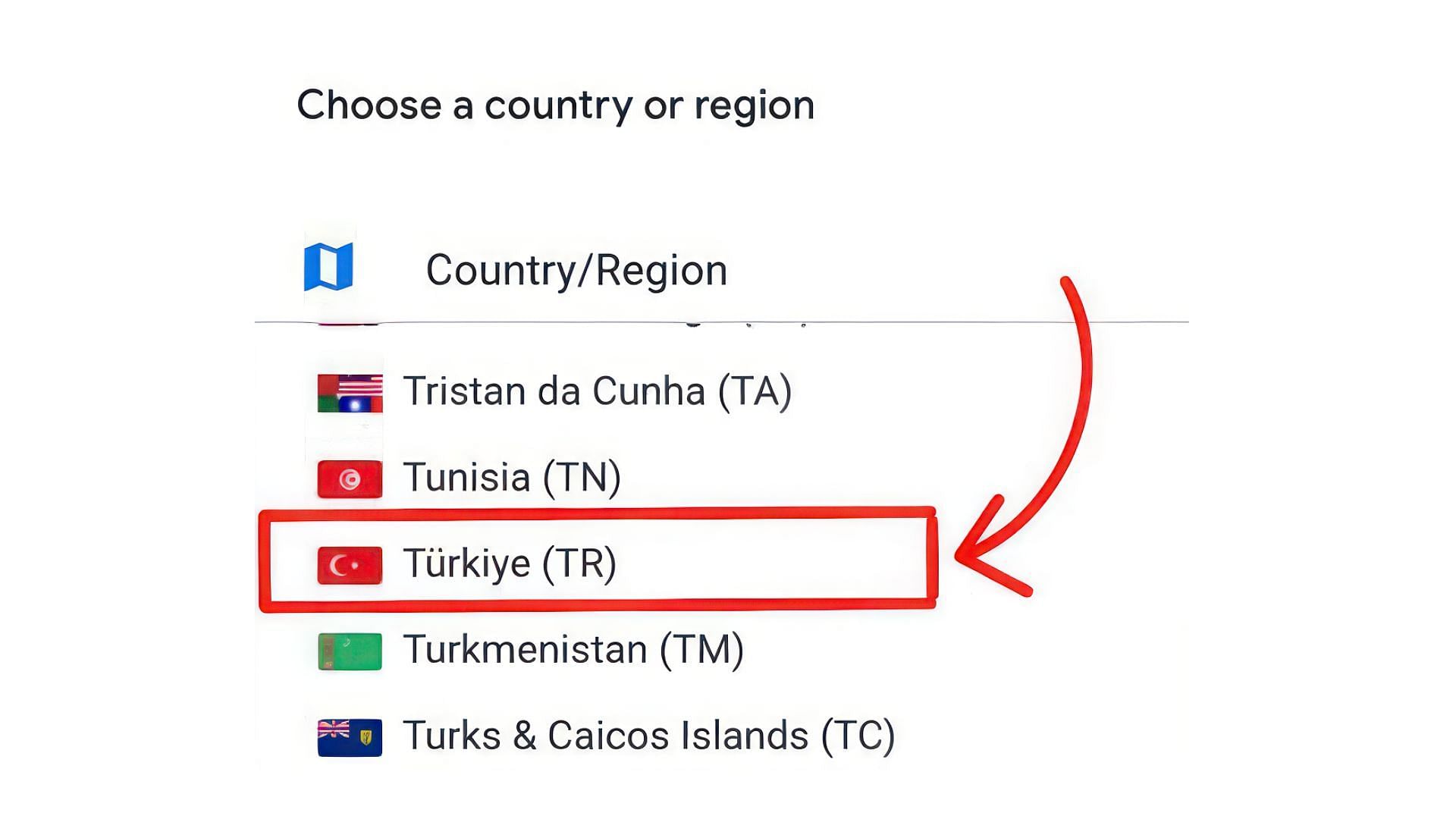 Set your country as Turkey (Image via Google Play Store)