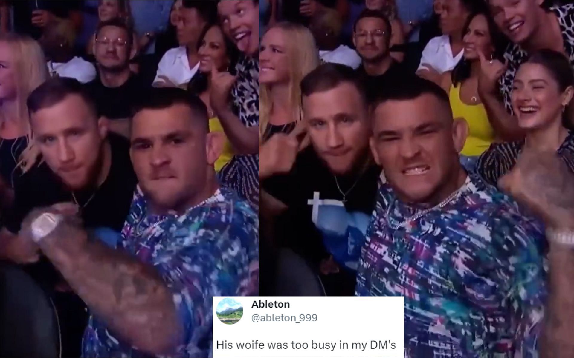 Dustin Poirier and Justin Gaethje crowd camera moment [Images Courtesy: @thefightbubble on Twitter]