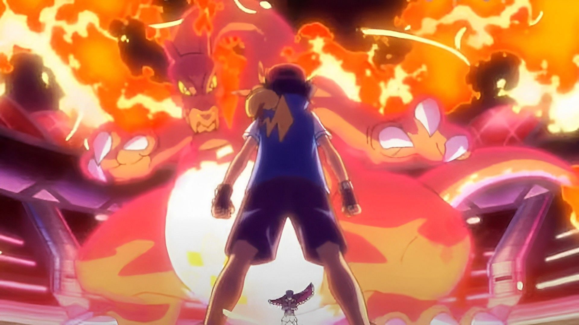 Ash vs Leon in the Masters Tournament (Image via The Pokemon Company)