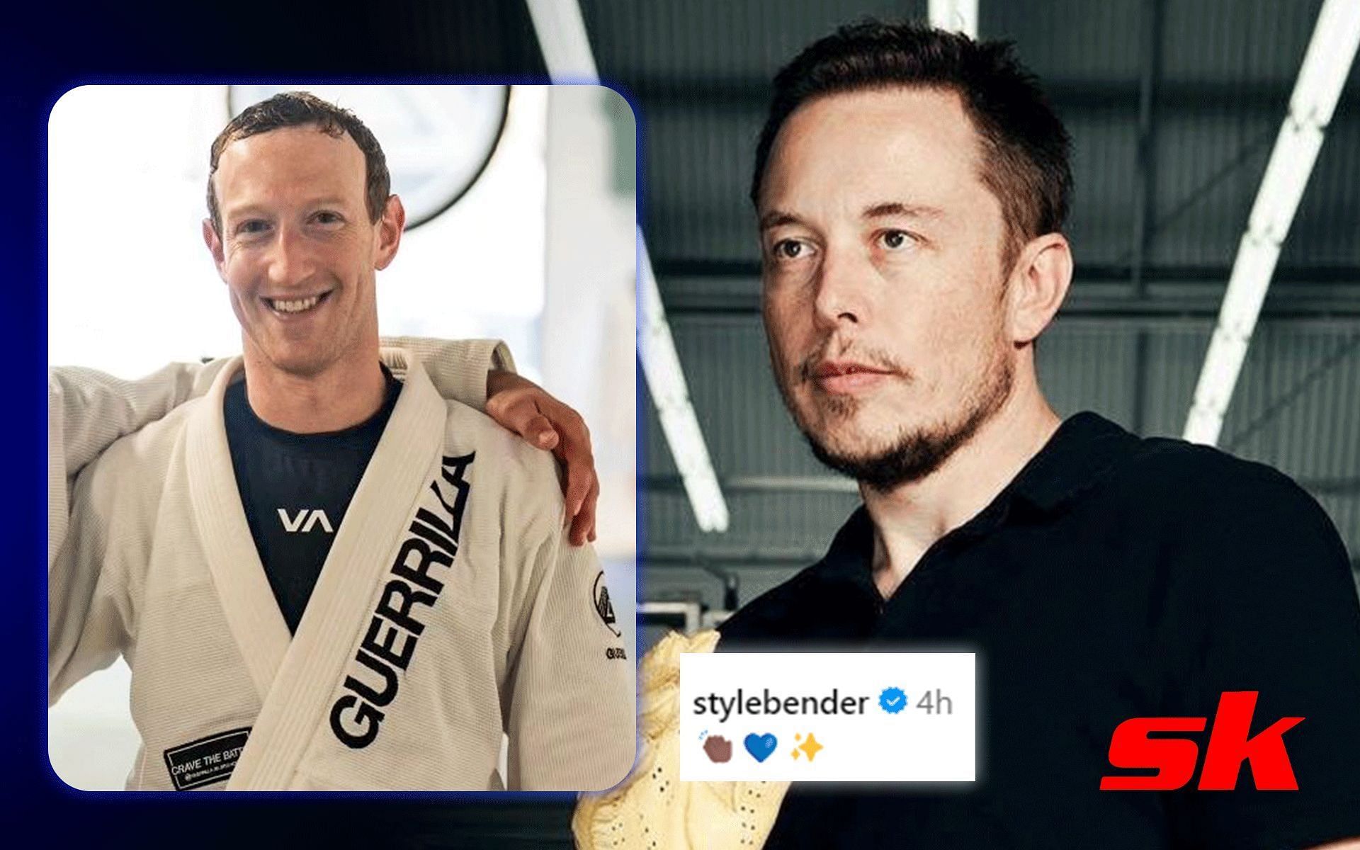 Mark Zuckerberg (left) Elon Musk (right) [Image courtesy @zuck on Instagram @cb_doge on Twitter]] 