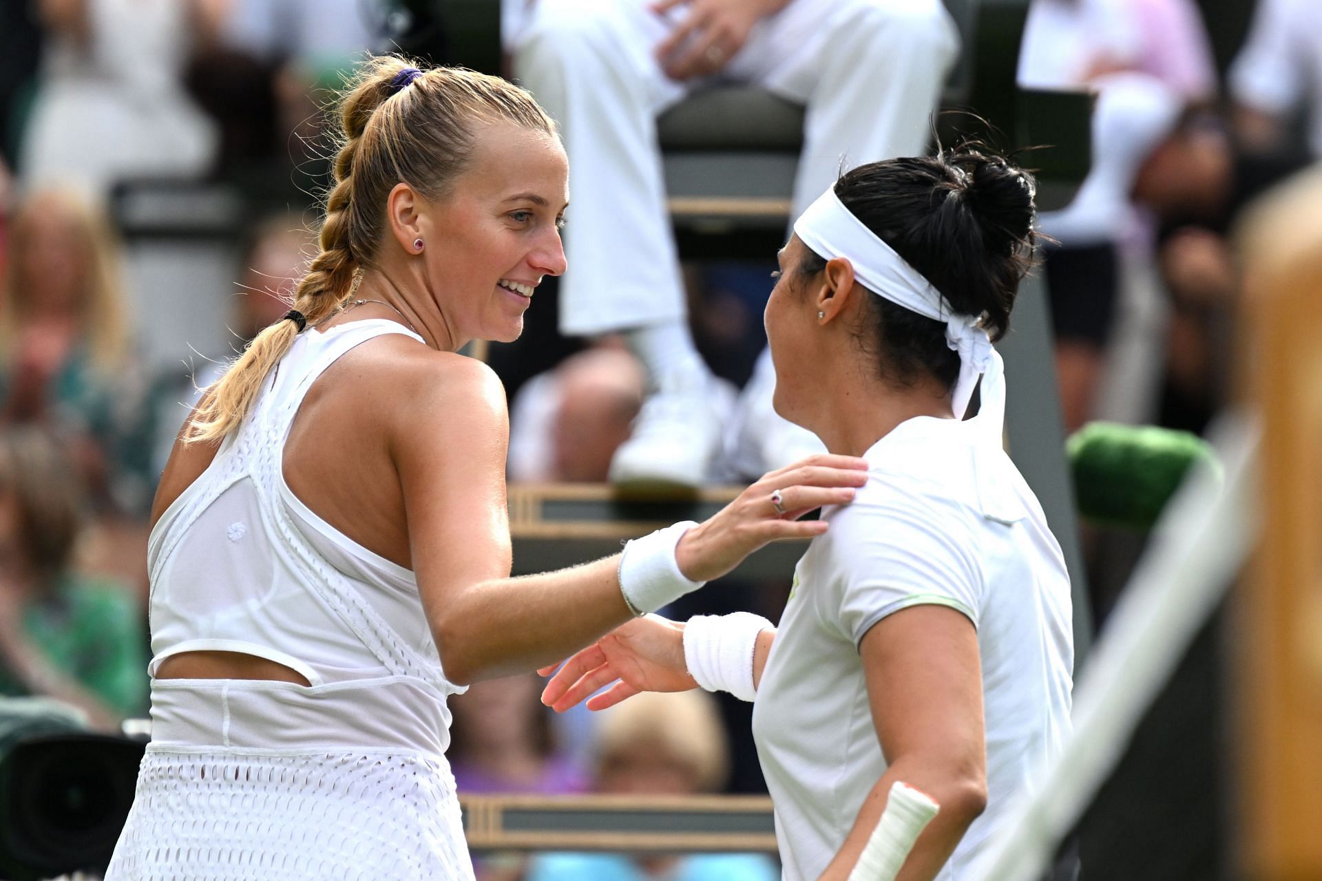 Petra Kvitova and Ons Jabeur at the 2023 Wimbledon Championships.