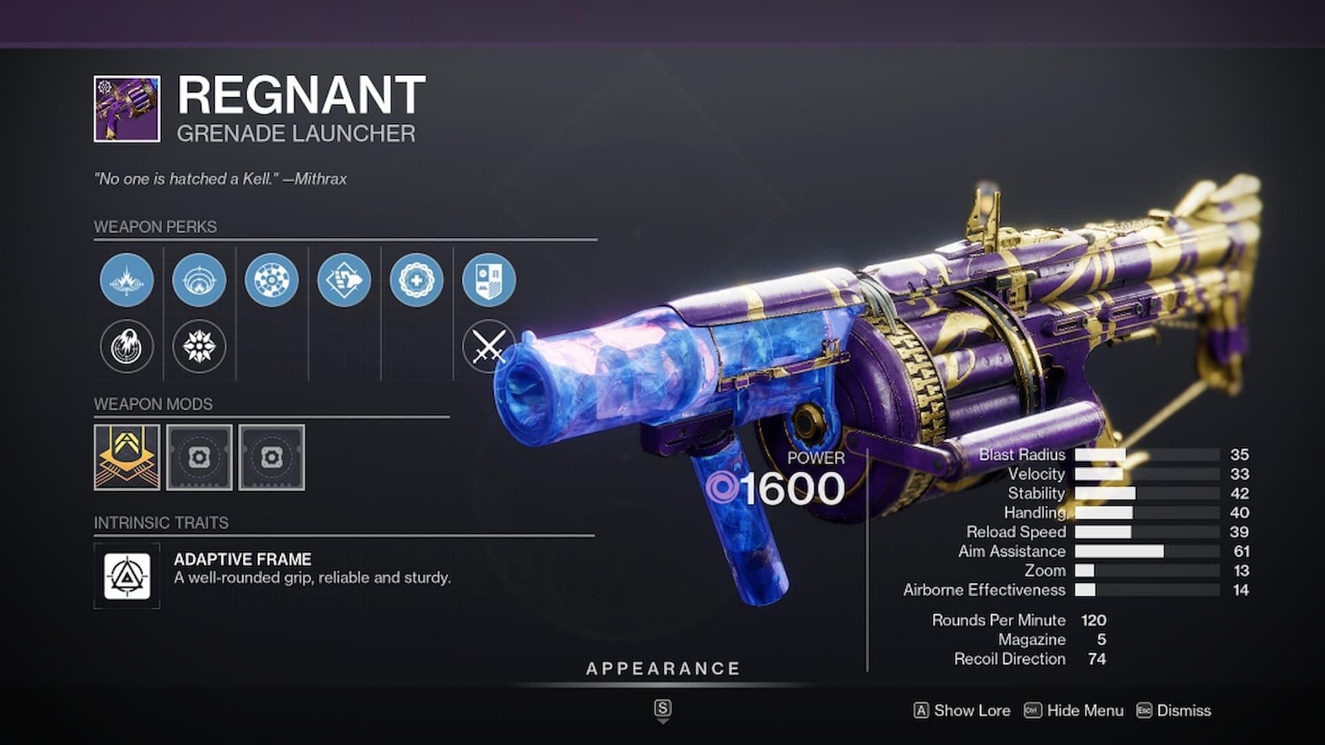 Regnant is a weapon similar to Wendigo GL3 (Image via Bungie)