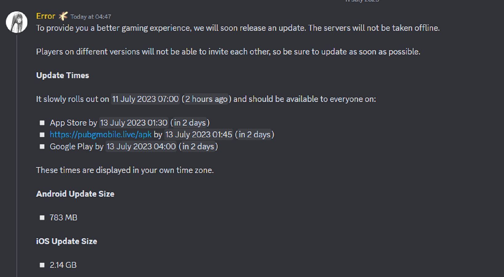 The APK will be available in the aforementioned link (Image via official Discord server)