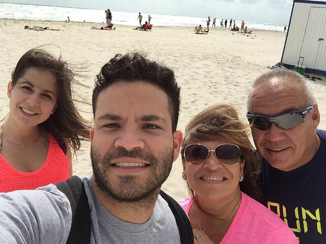 Jose Altuve with his wife and parents
