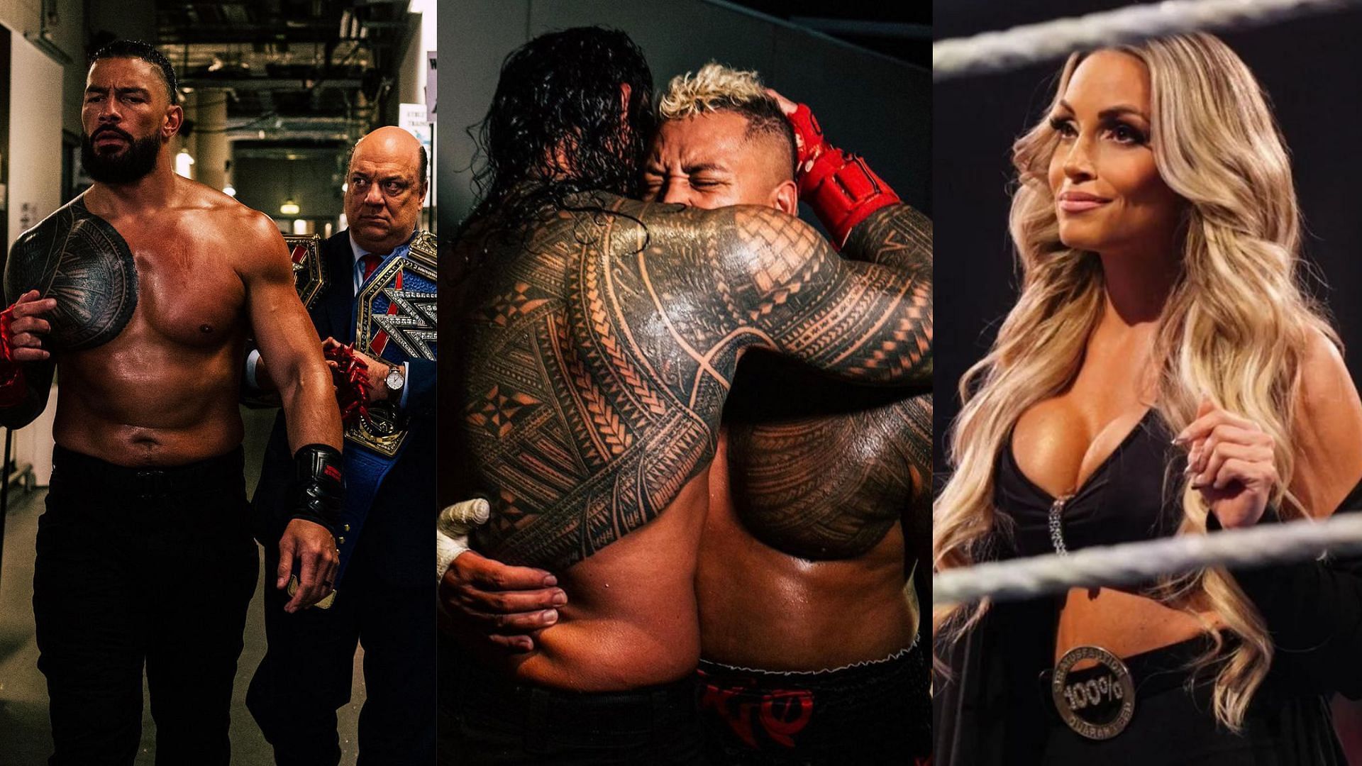 A Bloodline member was seen talking to Trish Stratus backstage