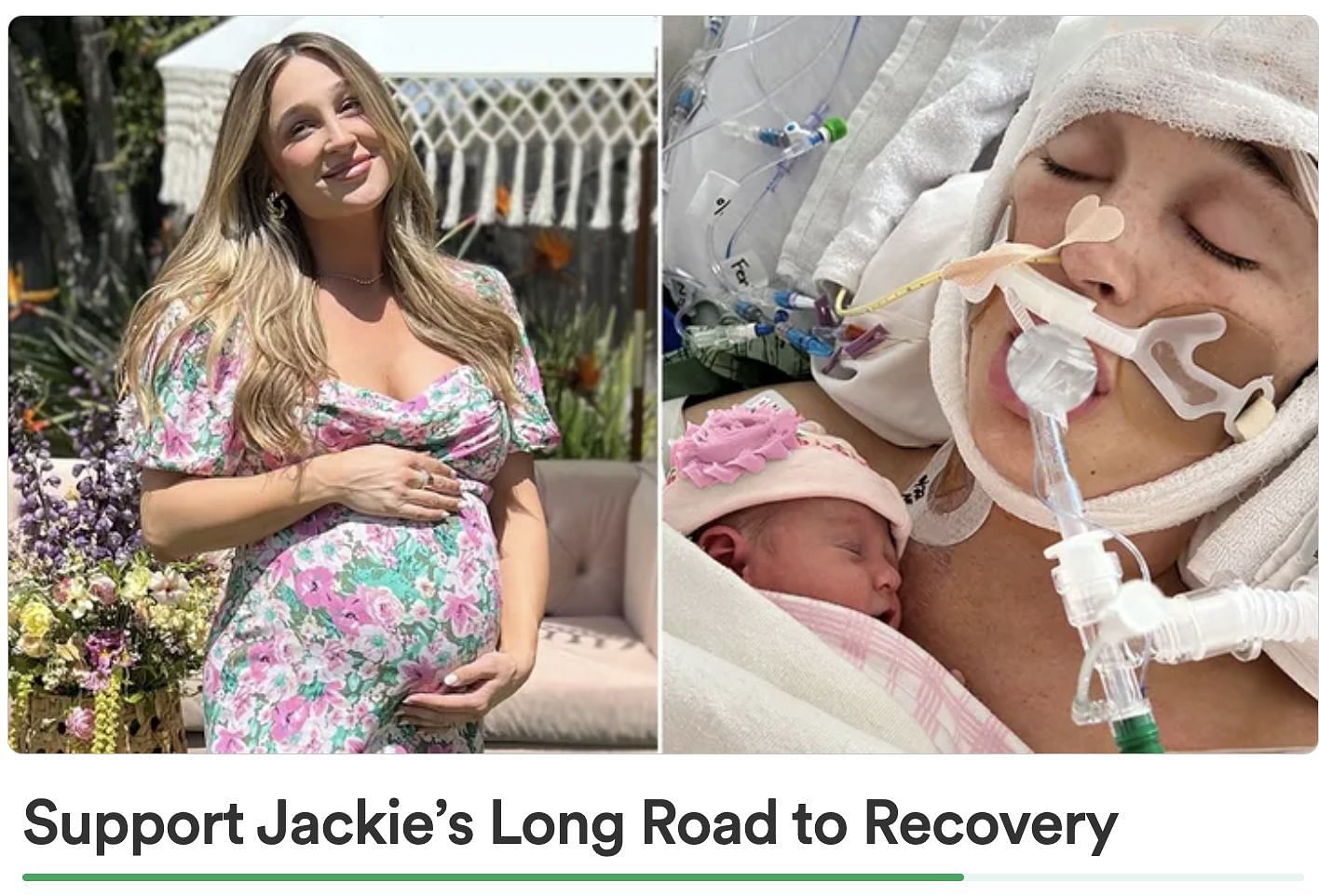 Influencer Jackie is finally awake after a month of coma and united with her daughter. (Image via GoFundMe)