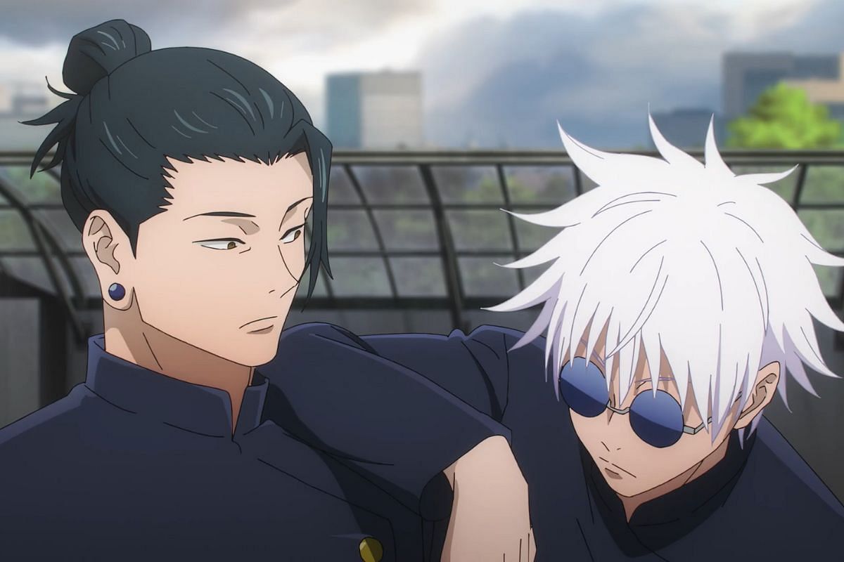 Gojo and Geto before realizing Riko has been pursued by some cursed users (Image via Mappa)