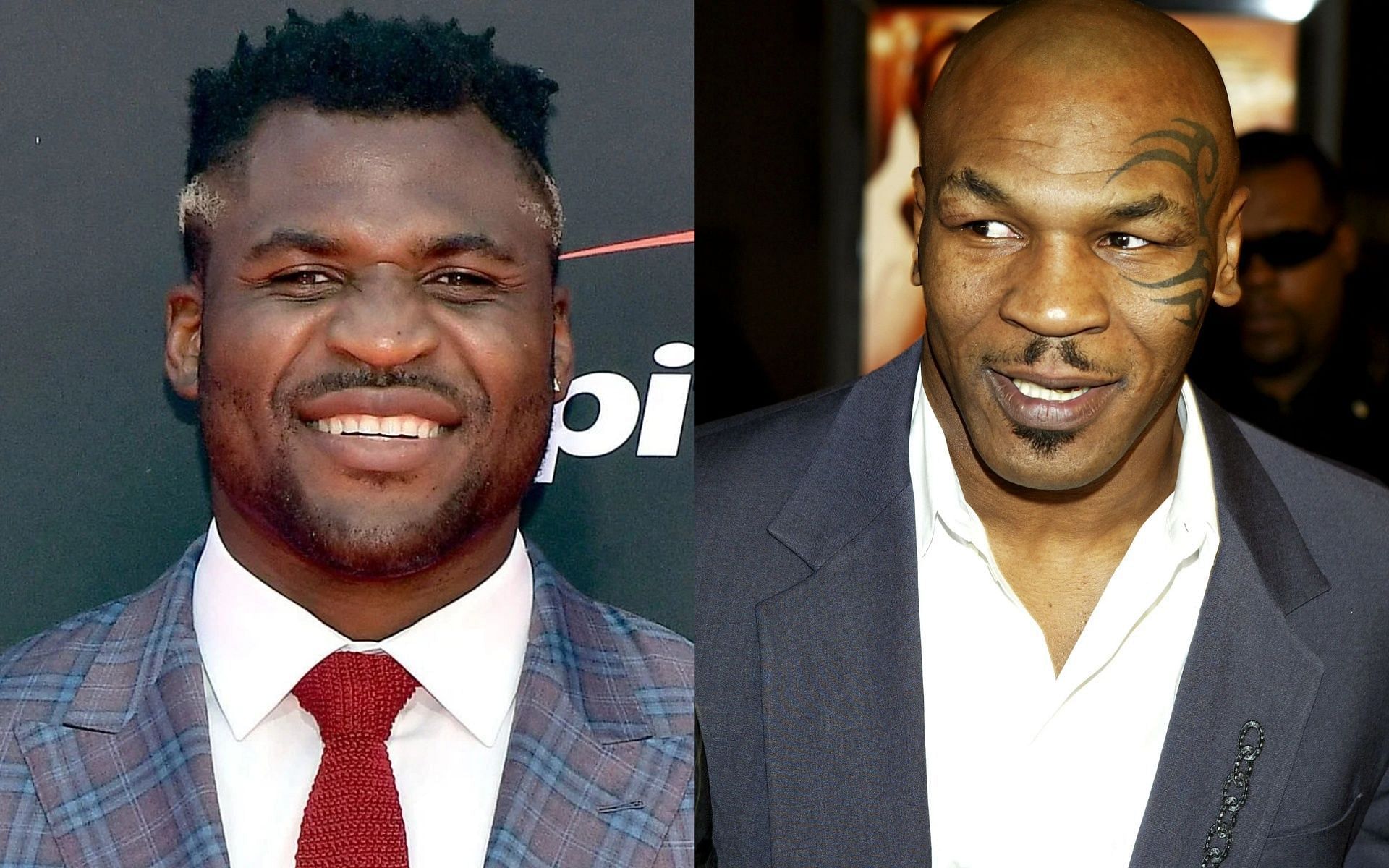 Francis Ngannou (L), and Mike Tyson (R).