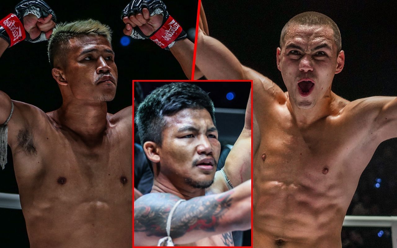 Rodtang Jitmuangnon, Superlek Kiatmoo9, and Tagir Khalilov - Photo by ONE Championship