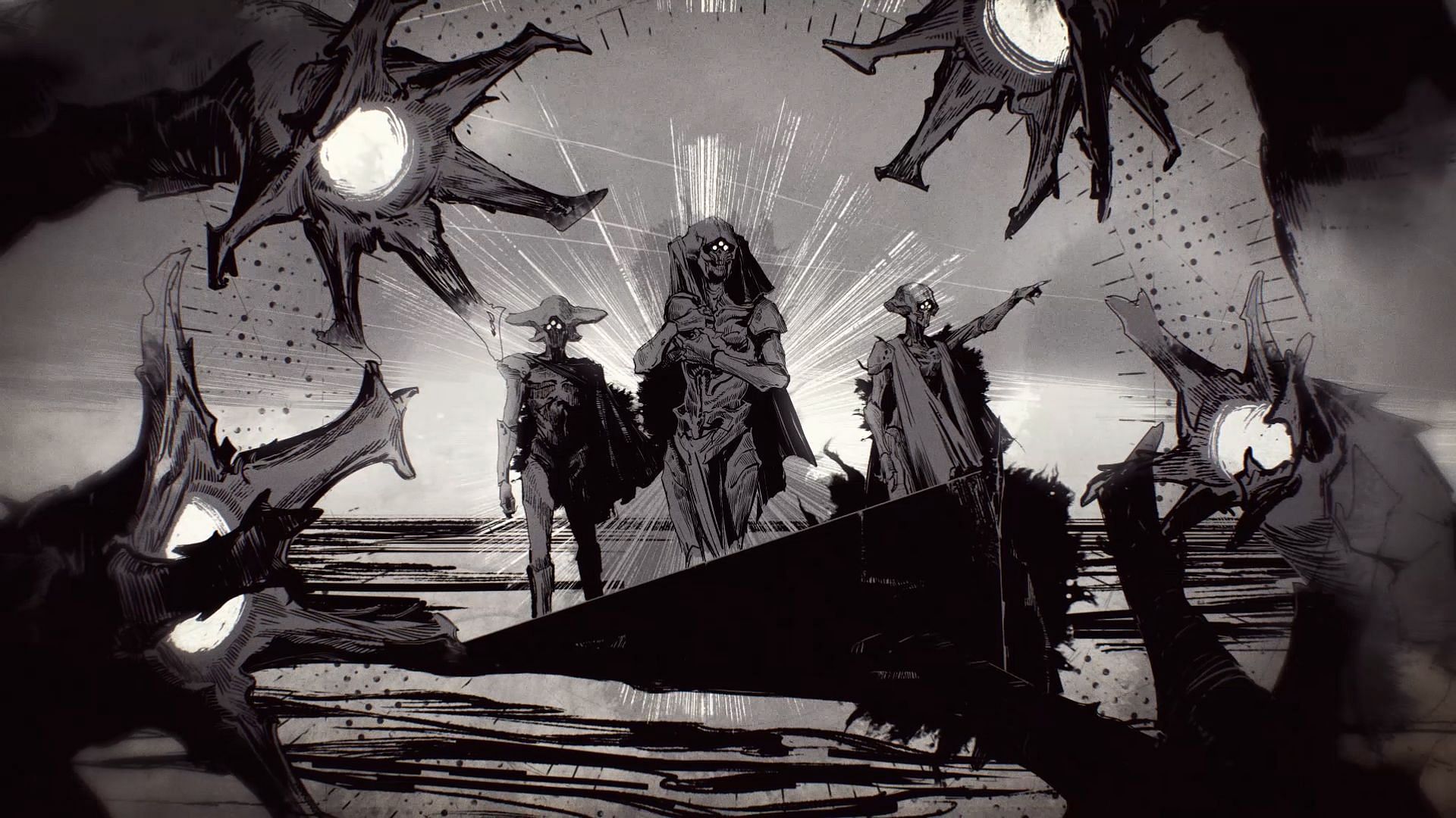 The three Hive Gods in Destiny 2, namely Savathun, Oryx, and Xivu Arath. 