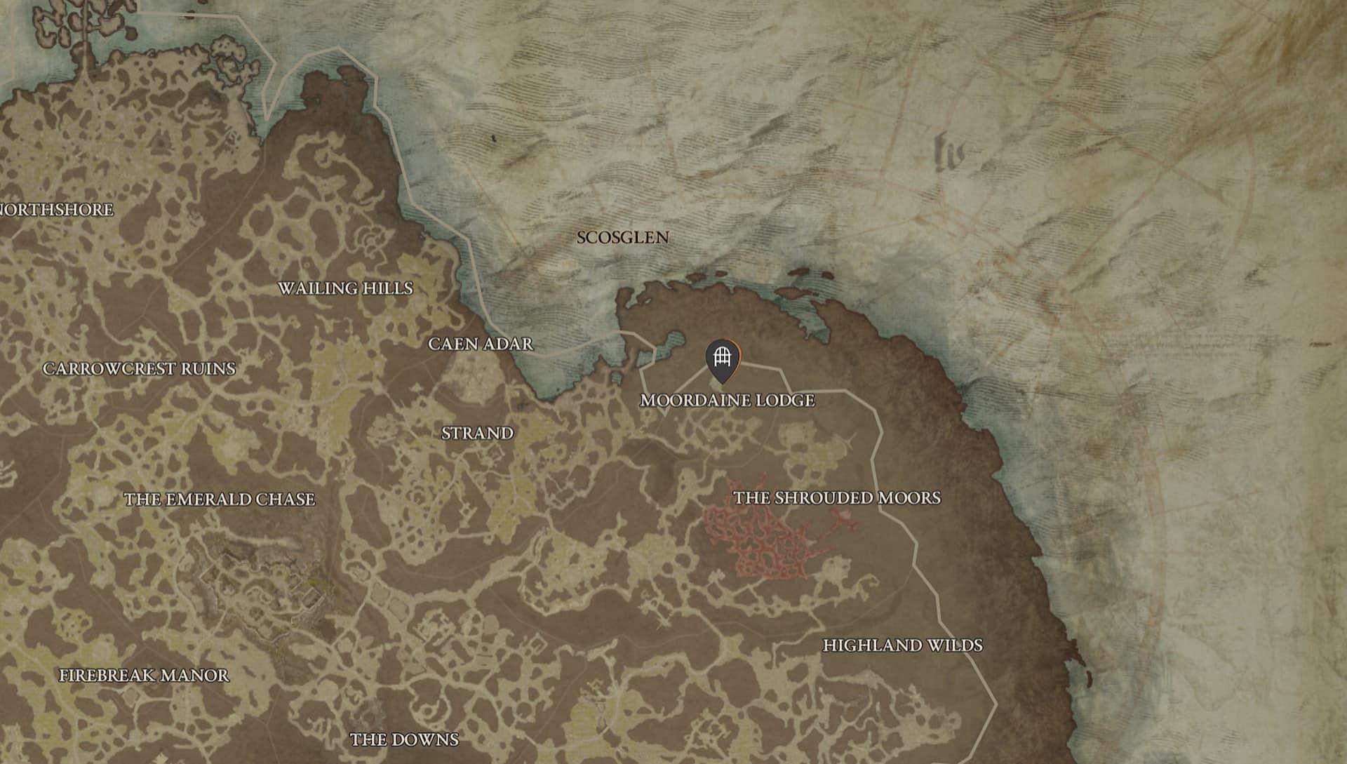 Ferals&#039; Den location in Diablo 4 (Image via Mapgenie.io)