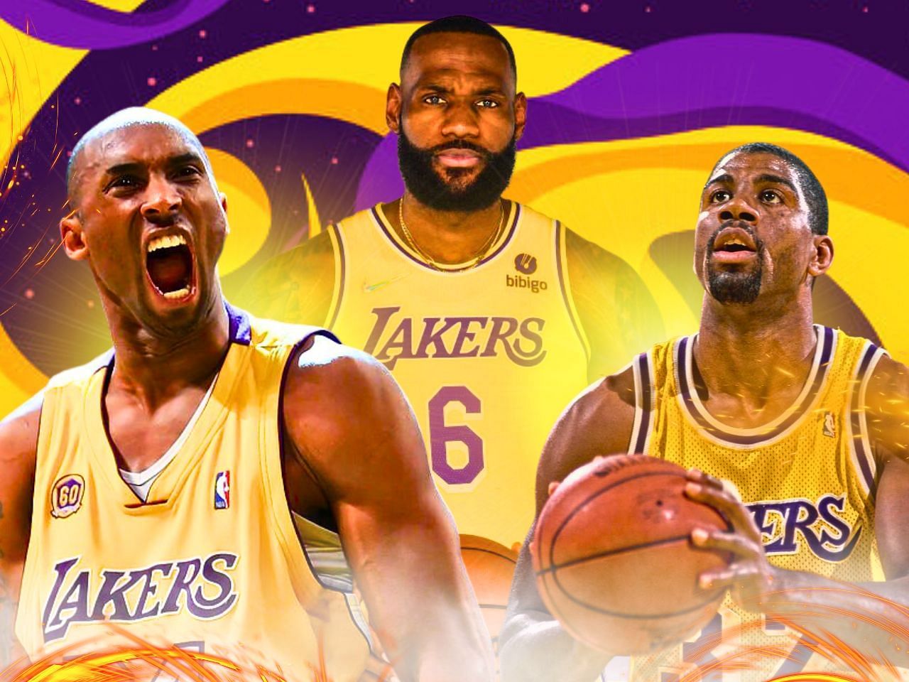 Lakers Legends Kobe Bryant Kareem Abdul Jabbar Magic Johnson 