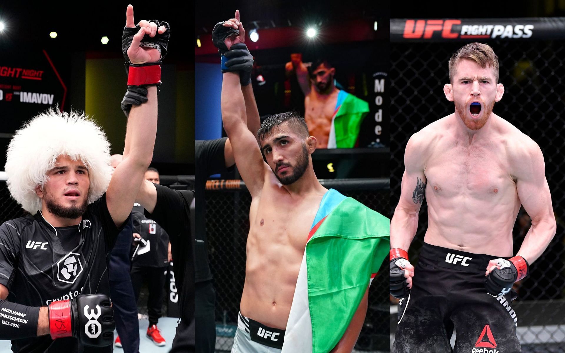 Umar Nurmagomedov (L), Saidyokub Kakhramonov (Middle), Cory Sandhagen (R) (Images Courtesy - MMA Fighting)