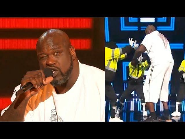 Watch: Shaquille O'Neal dons a jumpsuit and a wig to perform 