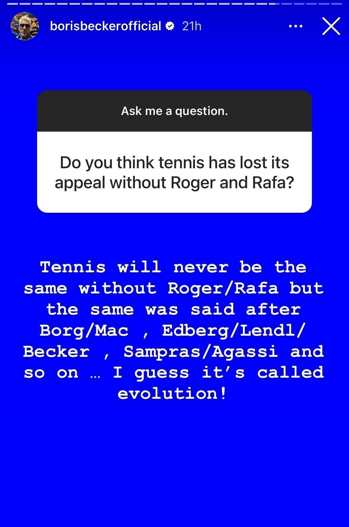 Boris Becker answers a question on Instagram.