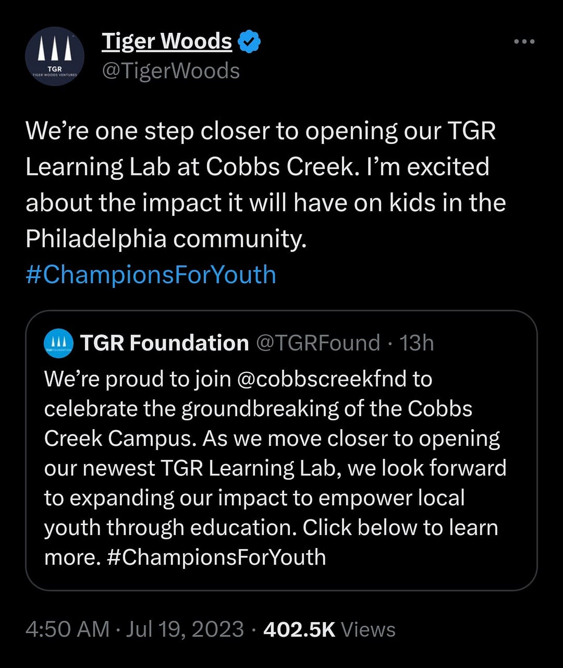 Tiger Woods&#039; Twitter post