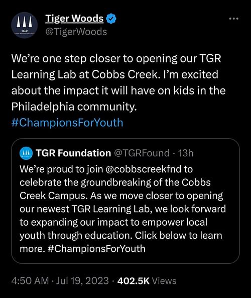 Tiger Woods' Twitter post