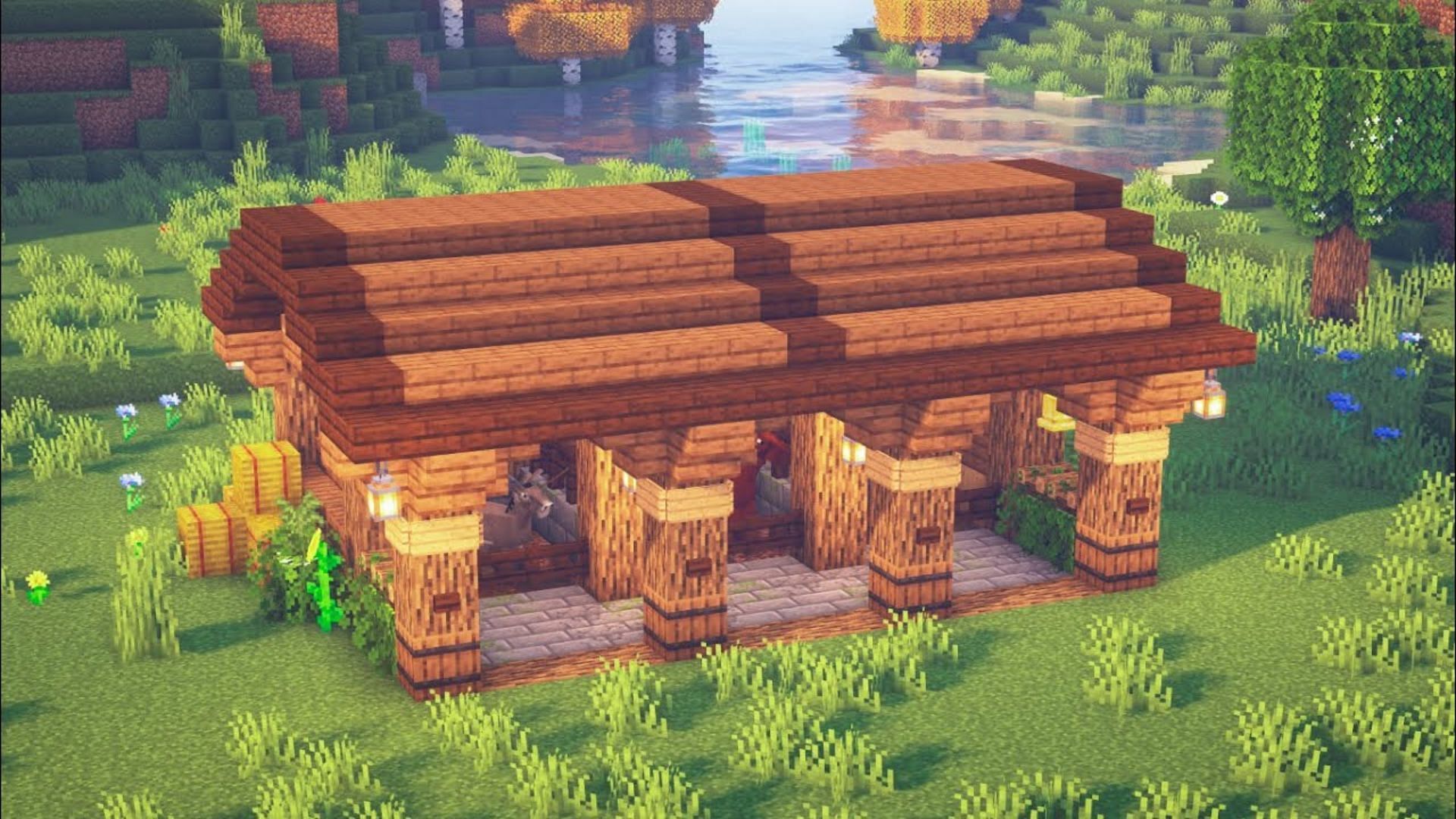 Minecraft barns can vary in design (Image via Zaypixel on YouTube)