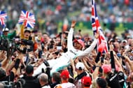 Lewis Hamilton celebrating his win at Silverstone in 2019 (Photo by Mark Thompson/Getty Images)