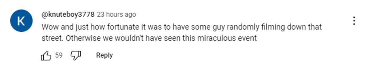 A comment reacting to the video (Image via YouTube/ @knuteboy3778)