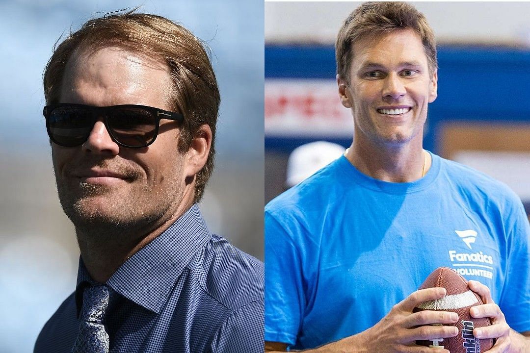 Greg Olsen, left, Tom Brady, right 