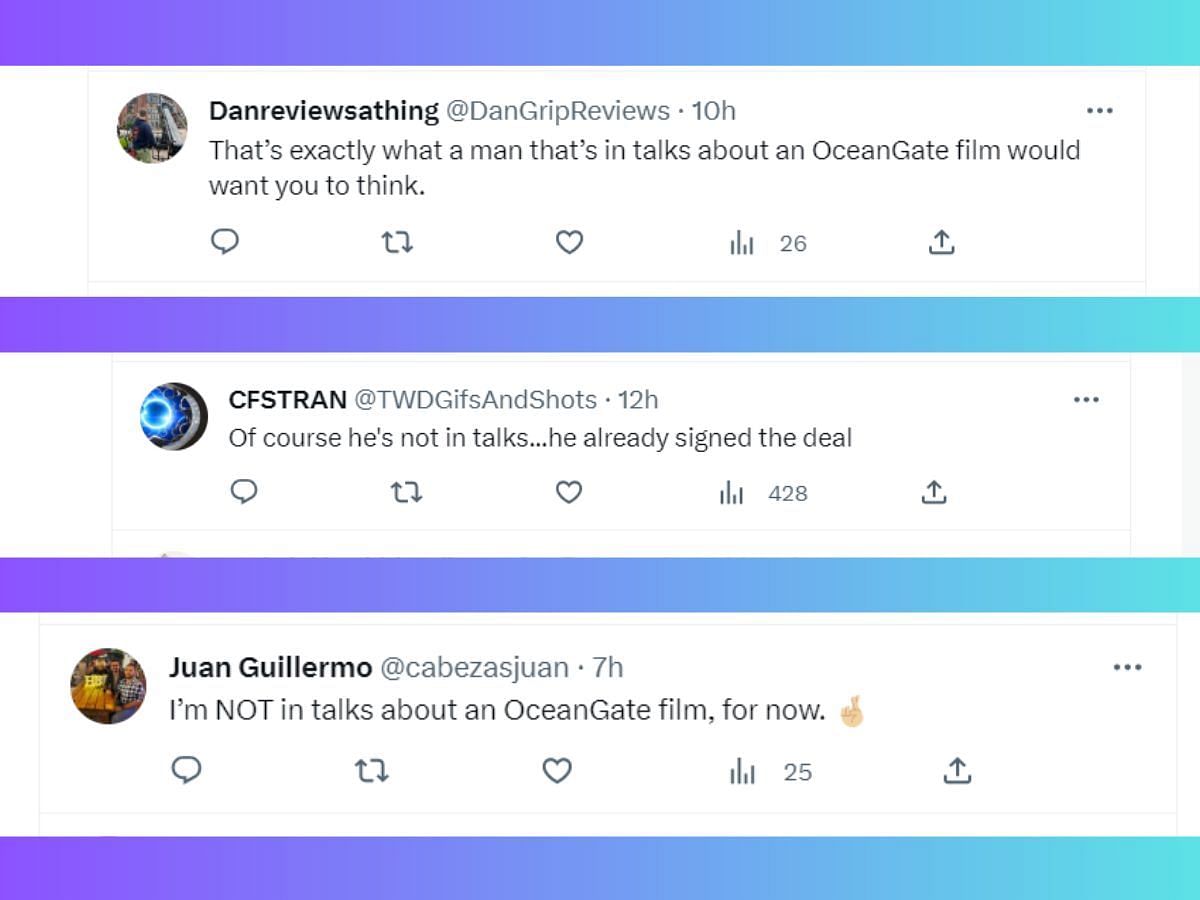 Stills of fan tweets in response to the news shared by Discussing Film (Images Via Twitter)