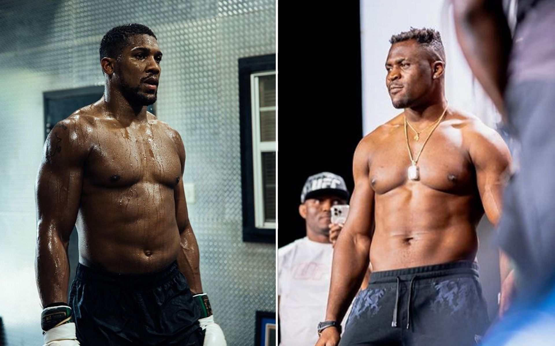 Anthony Joshua [L] and Francis Ngannou [R] [Images via @anthonyjoshua and @francisngannou Instagram]