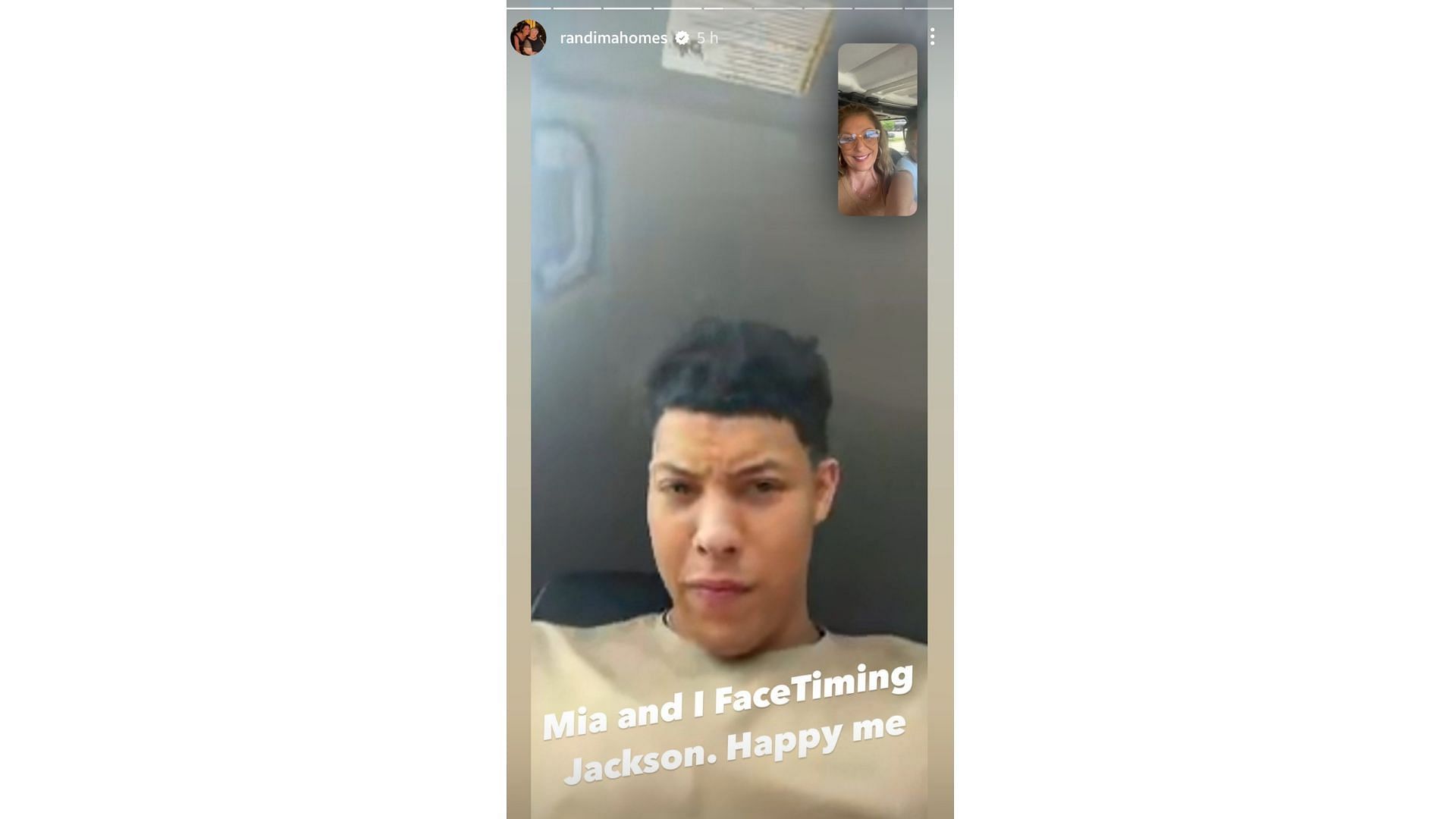 Randi Martin and her younger son Jackson Mahomes on a video call (Image Credit: Randi Martin&#039;s Instagram Story).