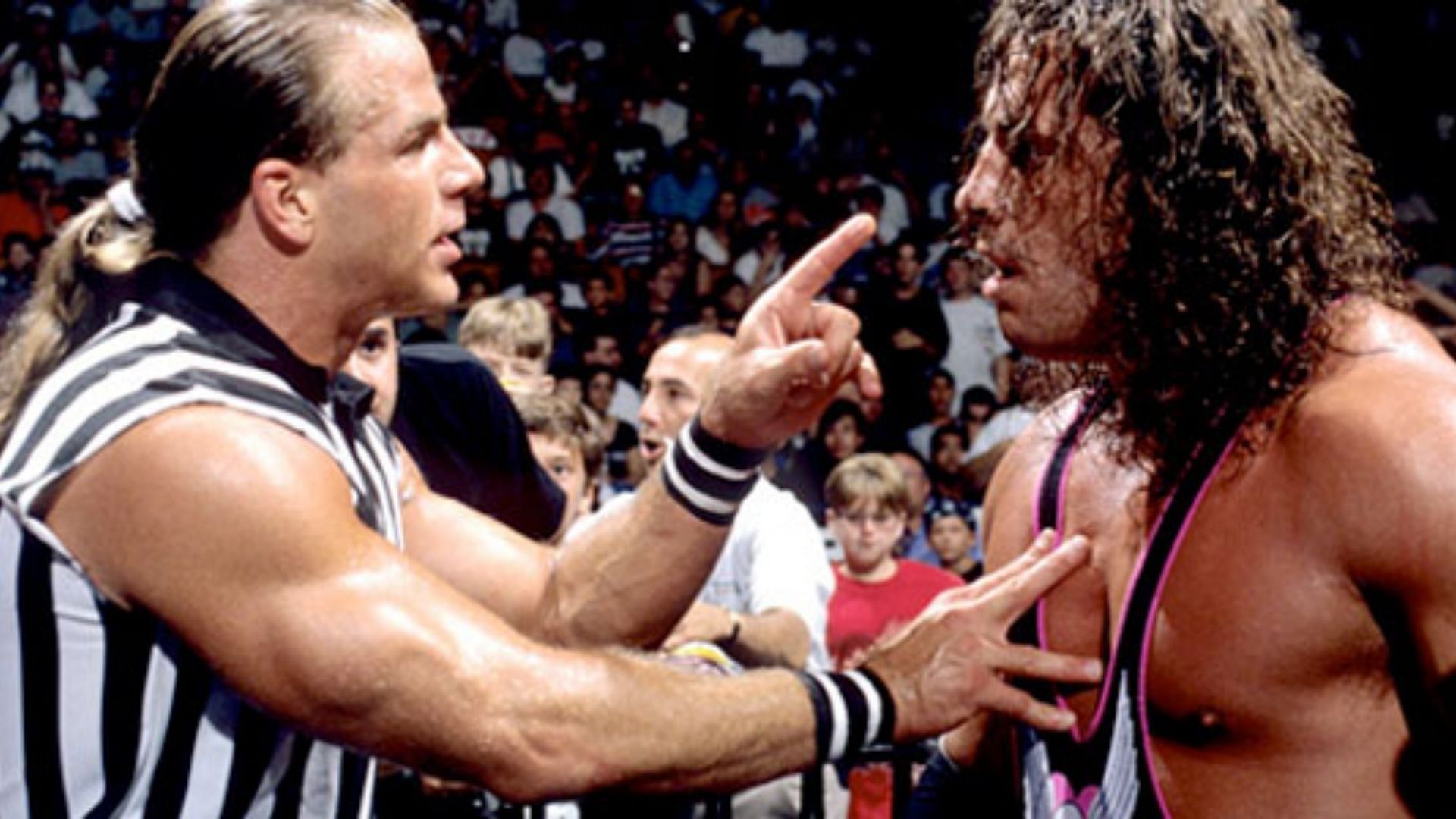 Shawn Michaels (left) and Bret Hart (right).