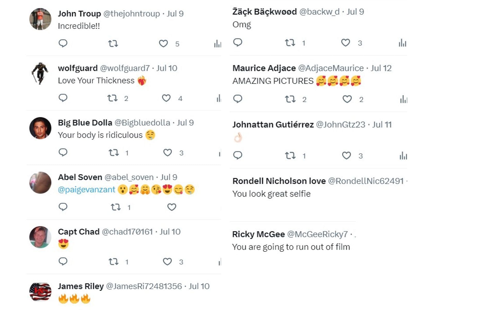 Screenshots of fan reactions to VanZant&#039;s post