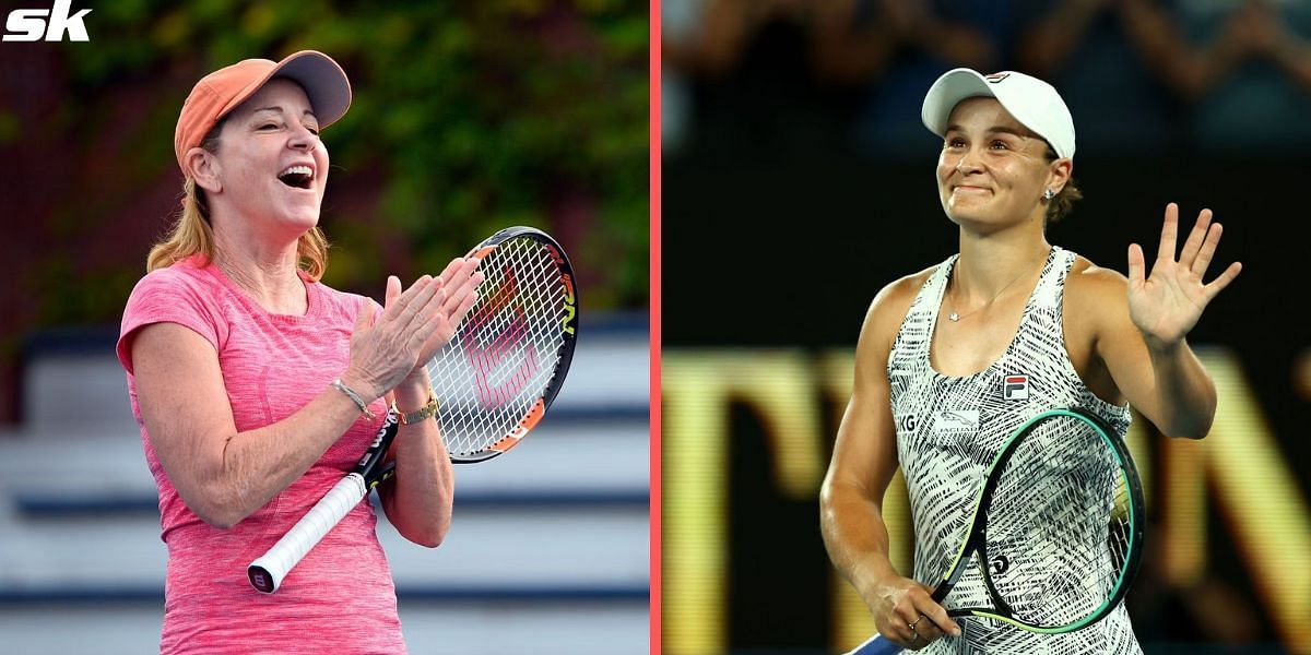 Chris Evert (L) and Ashleigh Barty (R)