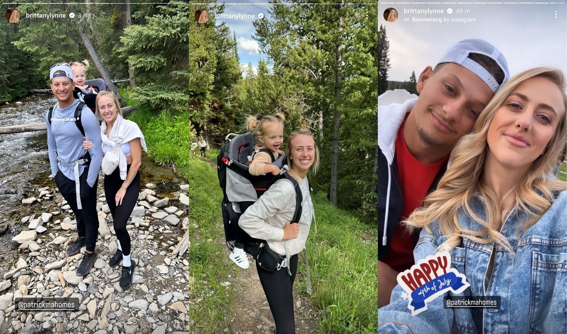 Patrick Mahomes Wears Daughter in Hiking Backpack Ahead of Family Travels