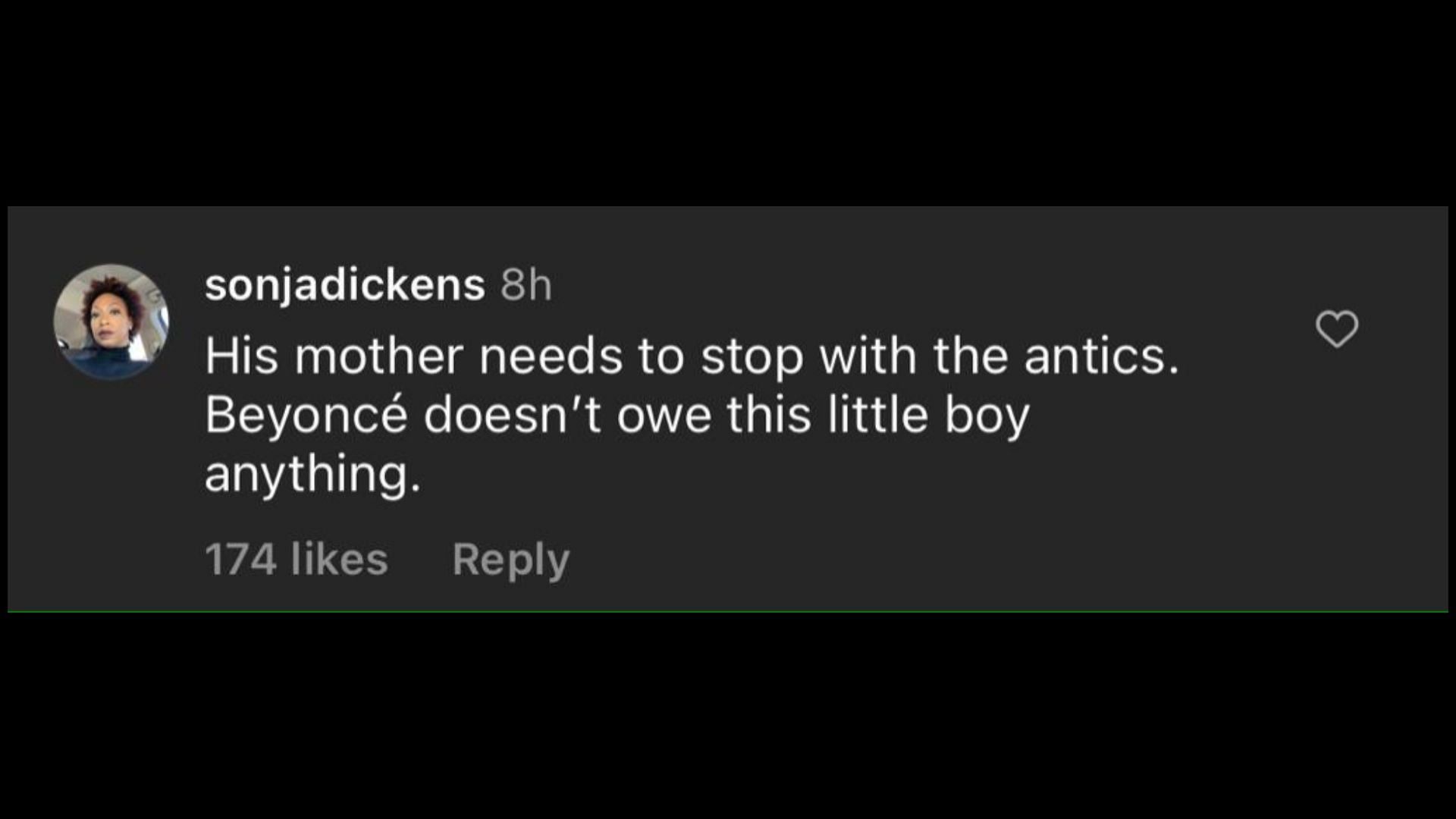 Screenshot of an Internet user remarking on Nixon Knowles&#039;s plea for Queen Bey. (Photo via @theneighborhoodtalk/Instagram)