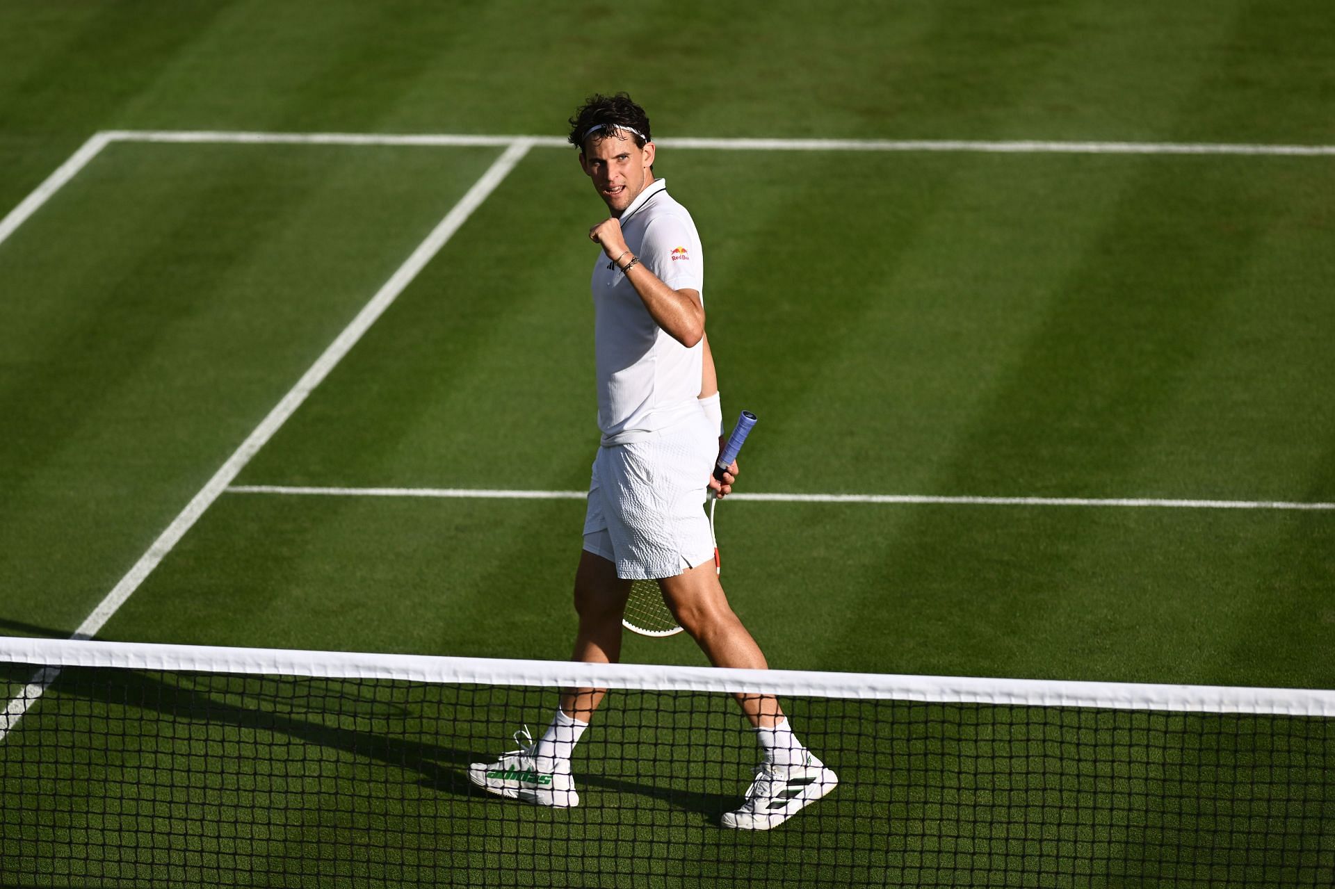 Dominic Thiem in action at Wimbledon